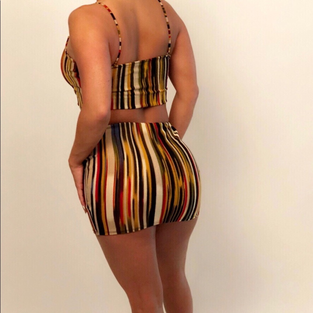 Sexy Stripe Mini Skirt & Matching Top
